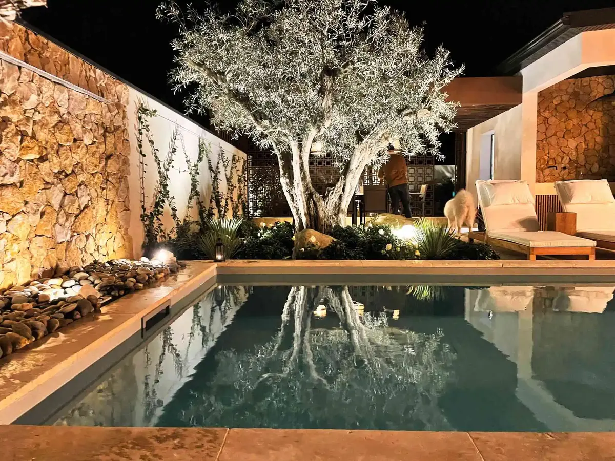villa ollea piscine nuit